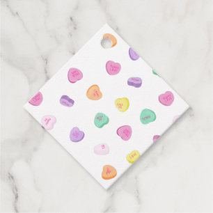 Valentines Day Candy Hearts Pattern Favor Tags