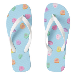 Valentines Day Candy Hearts Pattern Flip Flops