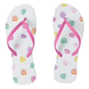 Valentines Day Candy Hearts Pattern Flip Flops