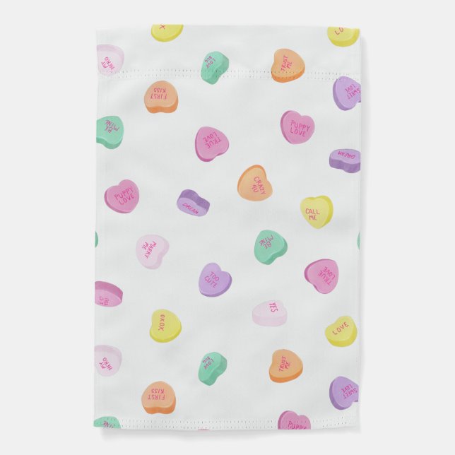 Valentines Day Candy Hearts Pattern Garden Flag (Front)