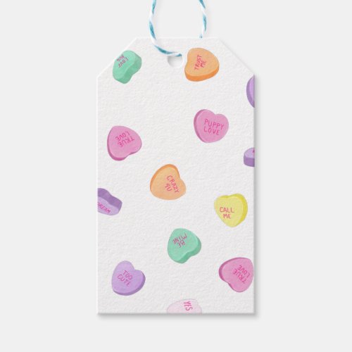 Valentines Day Candy Hearts Pattern Gift Tags