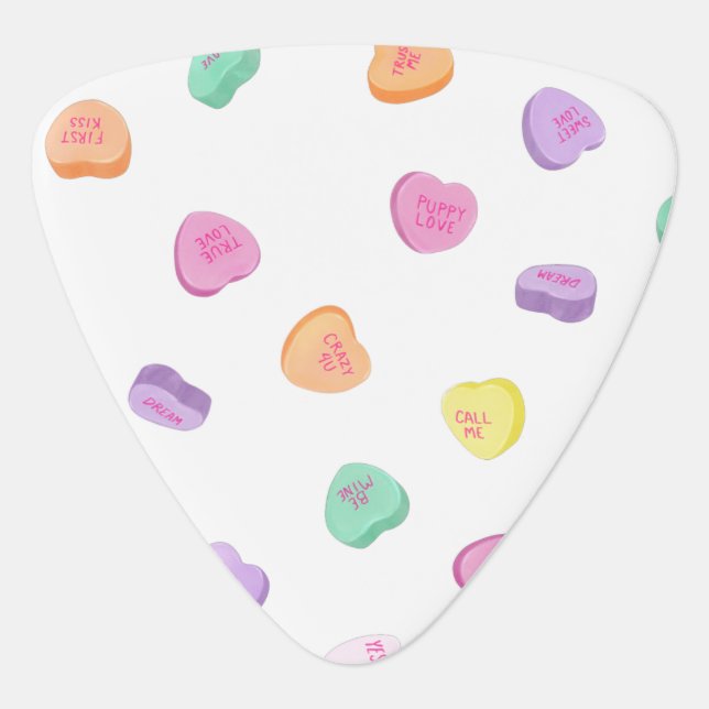 Valentines Day Candy Hearts Pattern Guitar Pick (Front)