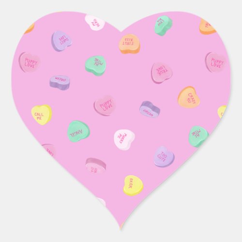 Valentines Day Candy Hearts Pattern Heart Sticker