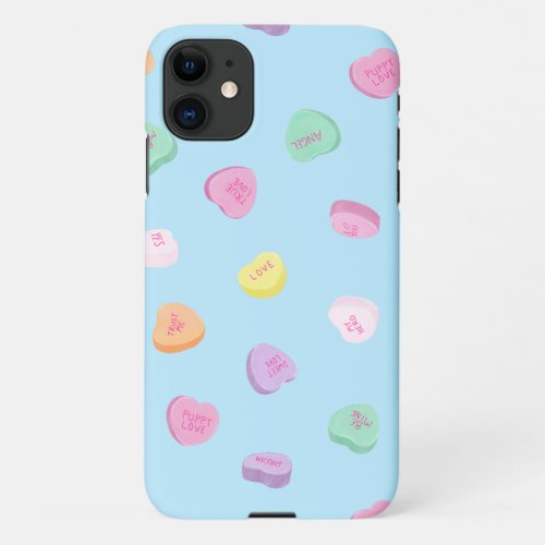Valentines Day Candy Hearts Pattern iPhone 11 Case