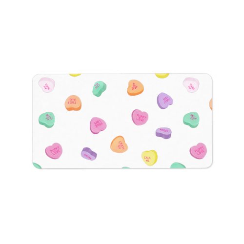 Valentines Day Candy Hearts Pattern Label