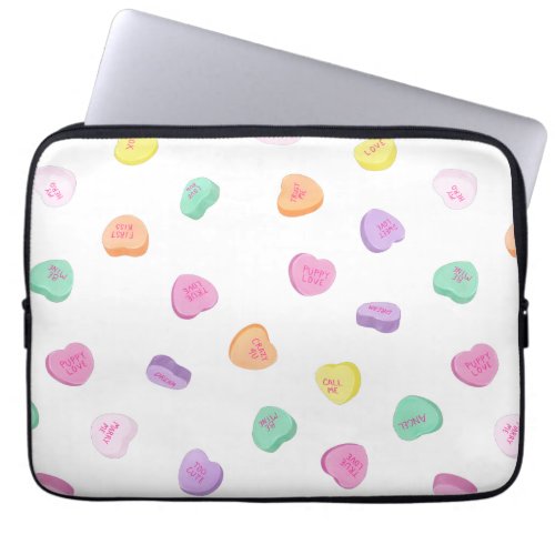 Valentines Day Candy Hearts Pattern Laptop Sleeve