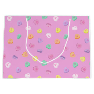 Valentines Day Candy Hearts Pattern Large Gift Bag