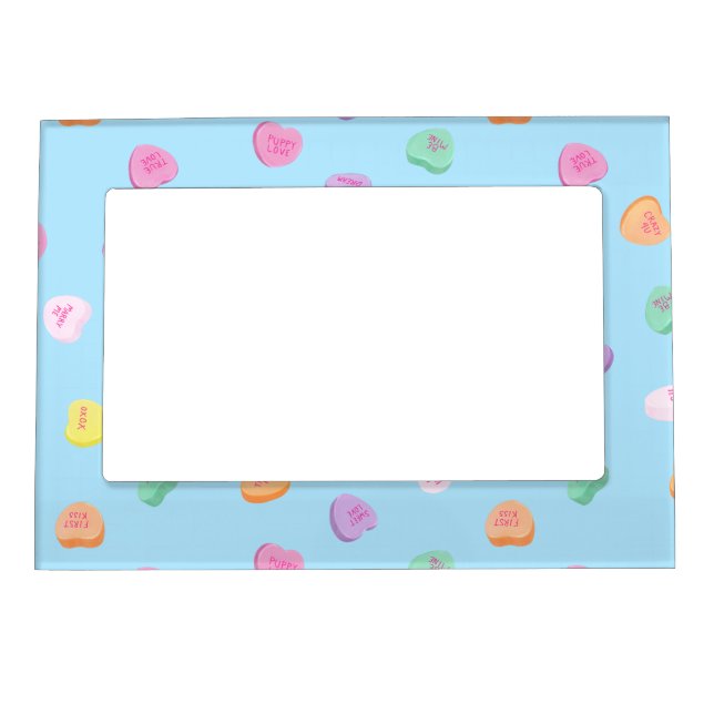 Valentines Day Candy Hearts Pattern Magnetic Frame (Front)