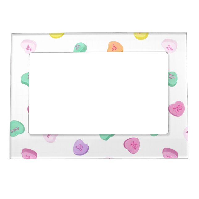 Valentines Day Candy Hearts Pattern Magnetic Frame (Front)