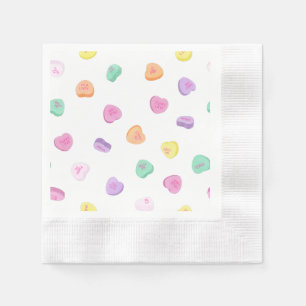 Valentines Day Candy Hearts Pattern Napkins
