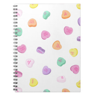Valentines Day Candy Hearts Pattern Notebook
