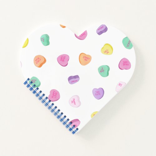 Valentines Day Candy Hearts Pattern Notebook