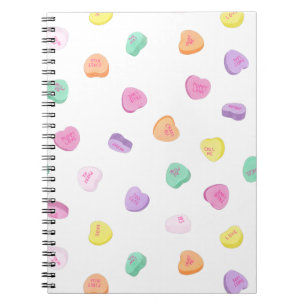 Valentines Day Candy Hearts Pattern Notebook