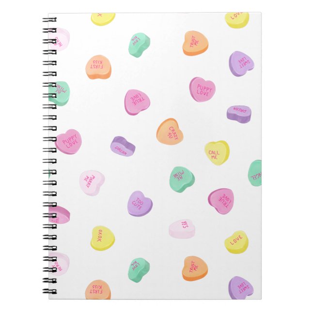 Valentines Day Candy Hearts Pattern Notebook (Front)