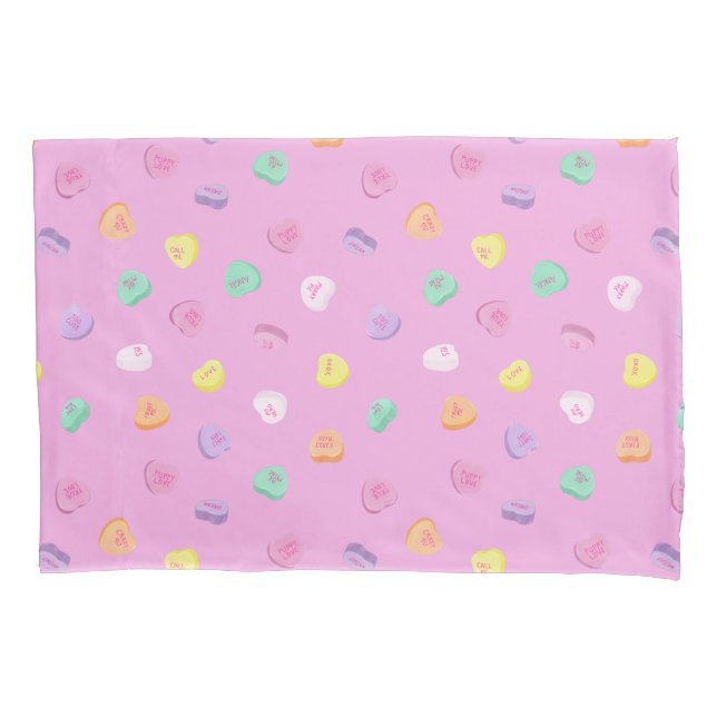 Valentines Day Candy Hearts Pattern Pillow Case (Front)