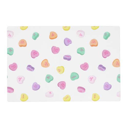Valentines Day Candy Hearts Pattern Placemat