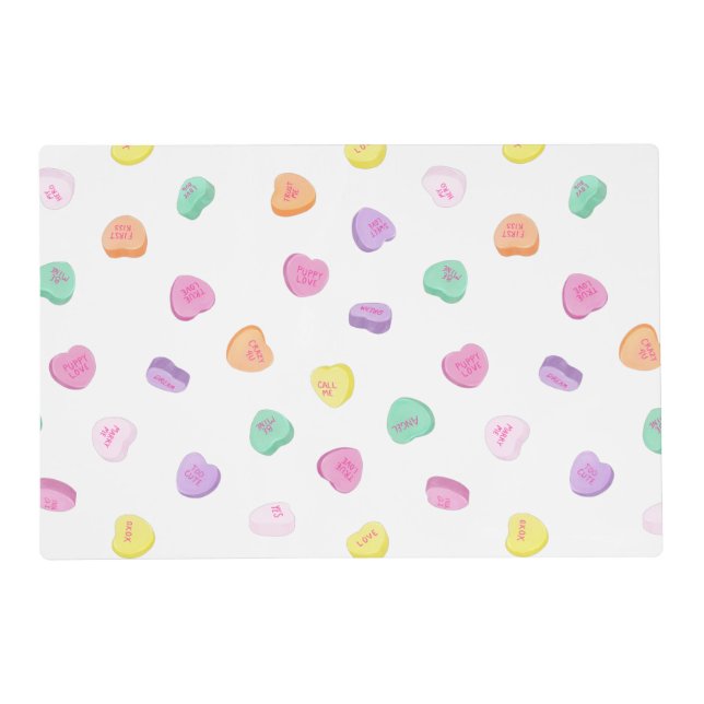 Valentines Day Candy Hearts Pattern Placemat (Front)