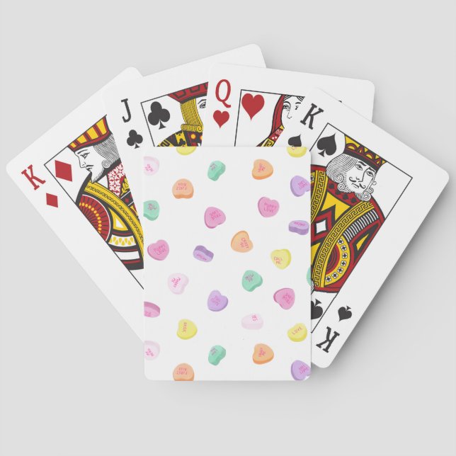 Valentines Day Candy Hearts Pattern Poker Cards (Back)