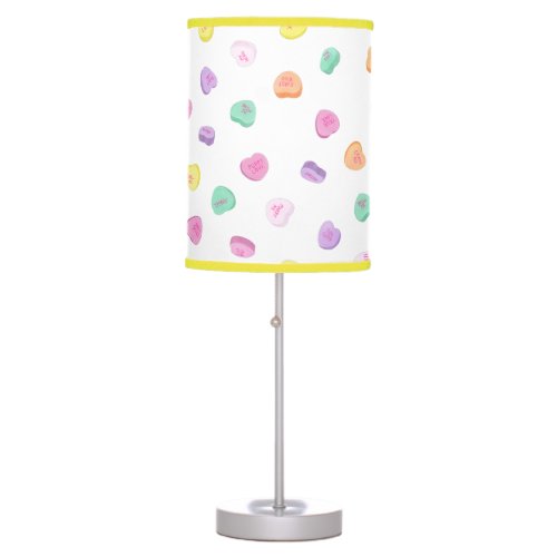 Valentines Day Candy Hearts Pattern Round Pillow Table Lamp