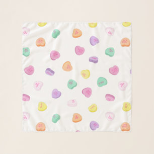 Valentines Day Candy Hearts Pattern Scarf