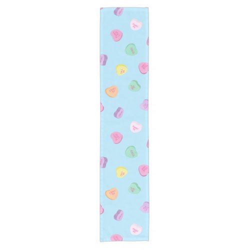 Valentines Day Candy Hearts Pattern Short Table Runner