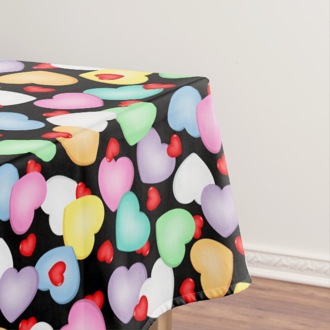 Valentine's Day Candy Hearts Pattern Tablecloth (In Situ)