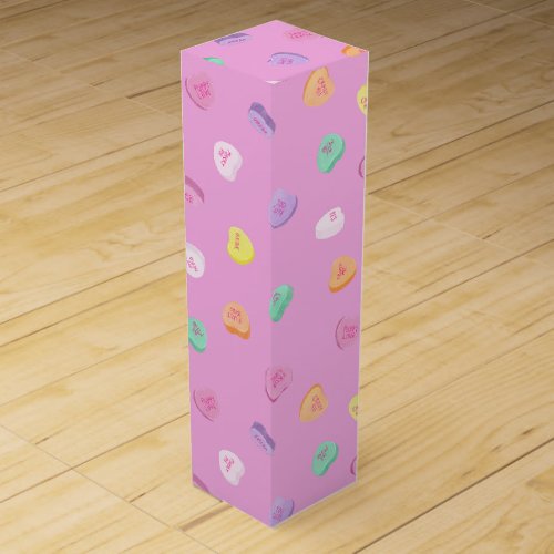 Valentines Day Candy Hearts Pattern Wine Box
