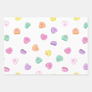 Valentines Day Candy Hearts Pattern Wrapping Paper Sheets