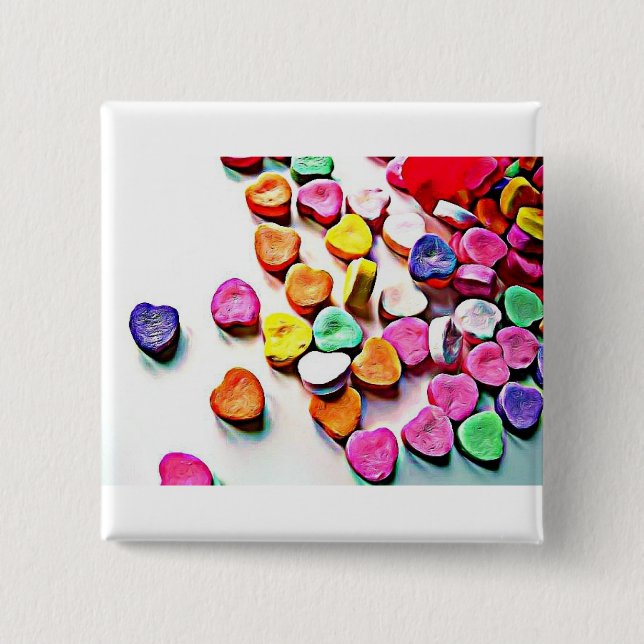 Valentine's Day Candy Hearts Pinback Button (Front)