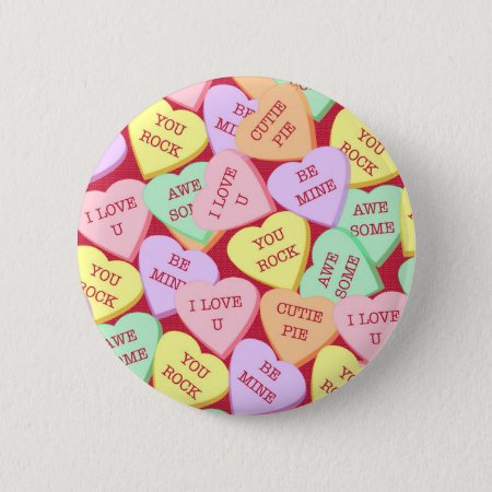 Valentine's Day Candy Hearts Pinback Button