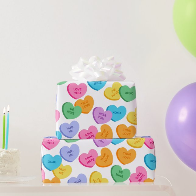 Valentine's Day Candy Hearts Wrapping Paper (Party Gifts)