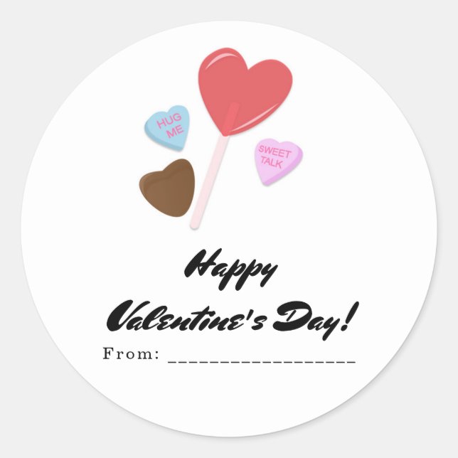 Valentine's Day Candy Party Personalized Favor Classic Round Sticker (Front)