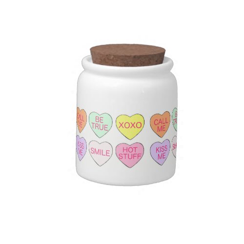 Valentines Day Candy Sweet Conversation Hearts Candy Jar