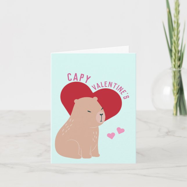 Valentine's Day Capybara Capy Valentine's Card (Front)