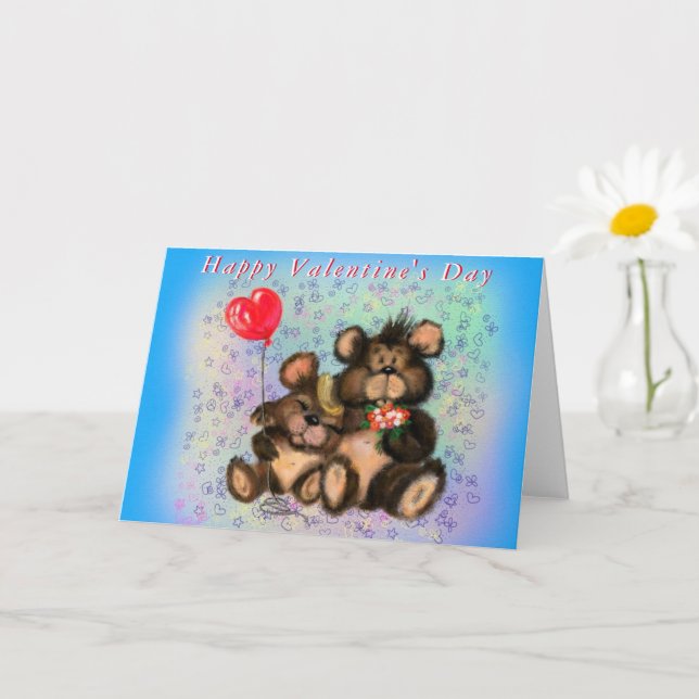Valentine's Day Card Bear Couple Love (Small Plant)
