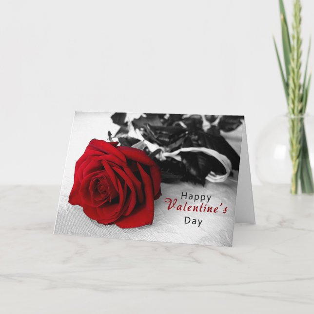Valentine's Day Card - Black & White Rose (Front)