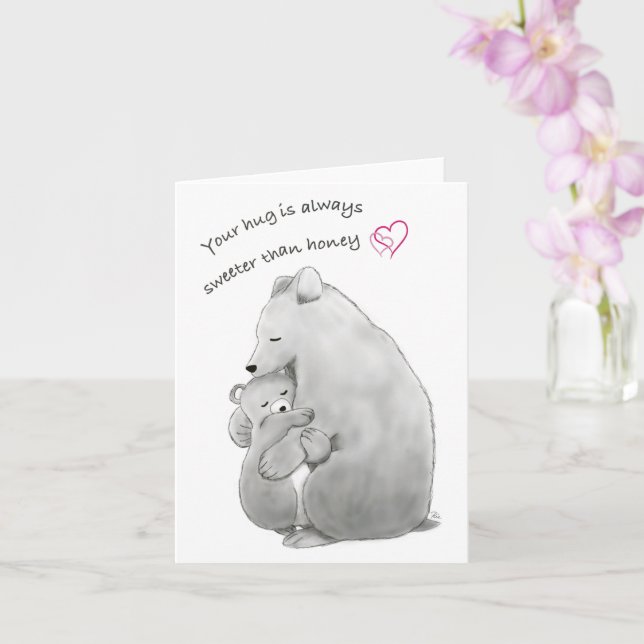 Valentine's Day Card, Cute Bear Card for Mom (Orchid)
