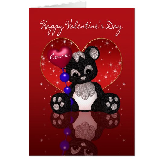Valentine's Day Card - Cute Cloth Panda Bear