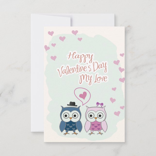 Valentine's Day Card Cute Owns Couple (Front)