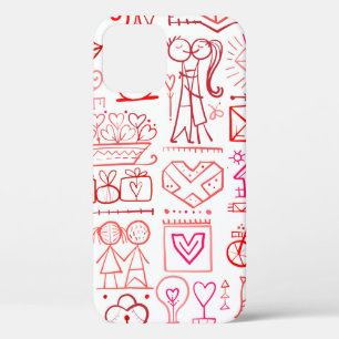 Valentine's day card design. Love and Wedding seam iPhone 12 Case