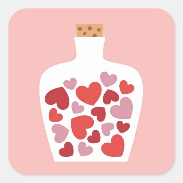 Valentine's Day card design Square Sticker (Front)
