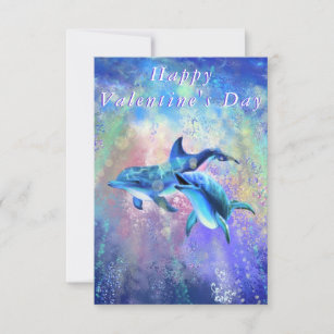 Valentine's Day Card Dolphin Couple - I Love You