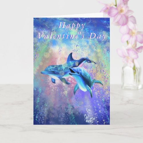 Valentines Day Card Dolphin Couple Love