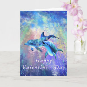 Valentine's Day Card Dolphin Couple - Romantic