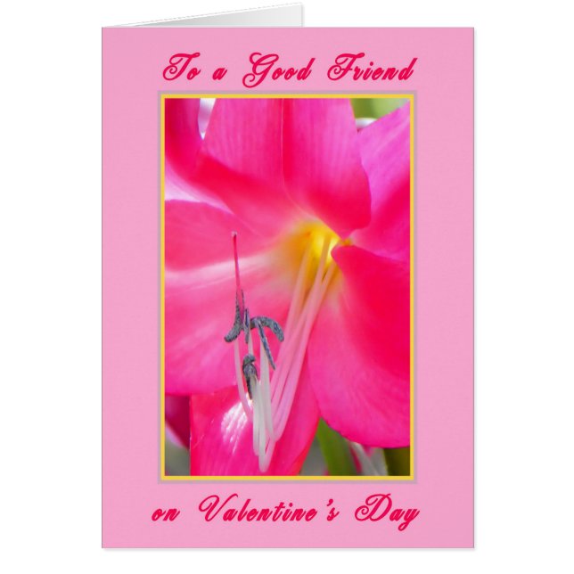 Valentine's Day Card for a Friend Pink Lily (Front)