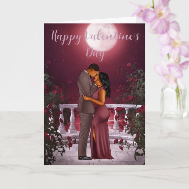 Valentine's Day Card for Black Couple (Orchid)