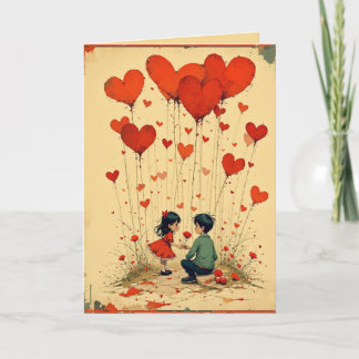 Valentine's Day Card for Kids with Hearts