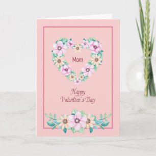 Valentine's Day Card for Mom with heart & flowers