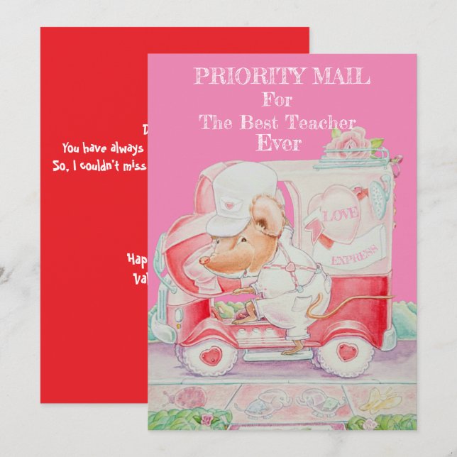 Valentine's Day Card for Teacher (Front/Back)