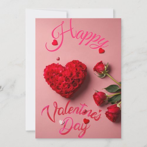 Valentines day card heart with red ️ roses 